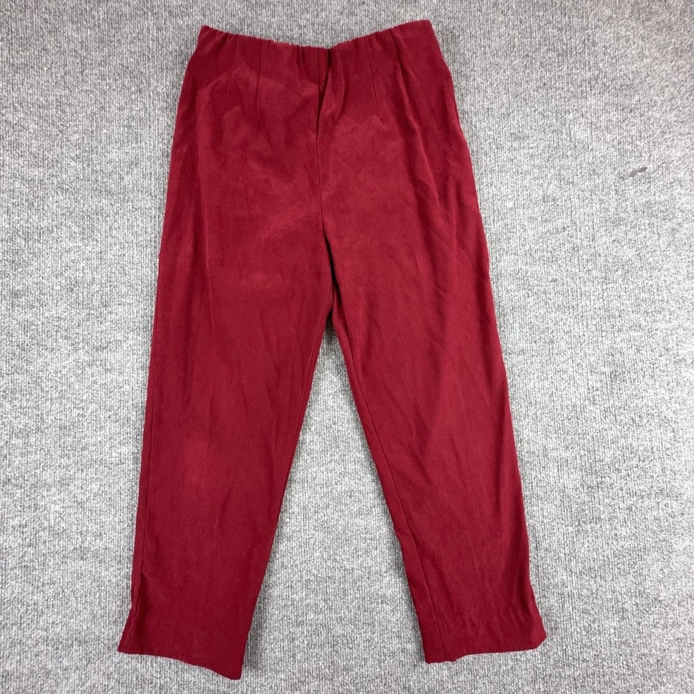 VTG Notations Dress Pants Womens Petite Large Red Twill Tapered Leg Stretch Zip